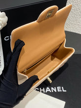 Load image into Gallery viewer, Chanel Ivory / caramel mini top handle lambskin, light gold hdw
