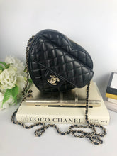 Load image into Gallery viewer, Chanel black 22s large cc in love heart bag, gold hdw
