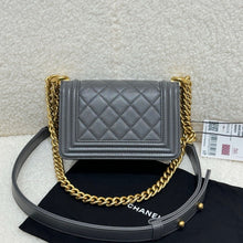 Load image into Gallery viewer, Chanel boy mini caviar, grey with gold hdw
