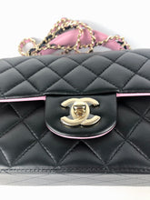 Load image into Gallery viewer, Chanel 23p black / pink two tone mini top handle, light gold hdw
