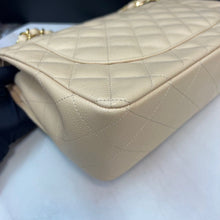 Load image into Gallery viewer, Chanel beige caviar double flap jumbo, gold hdw
