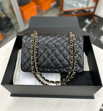 Load image into Gallery viewer, Chanel small black caviar classic flap, gold hdw chip
