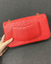 Load image into Gallery viewer, Chanel red exotic snakeskin medium, with gold hdw
