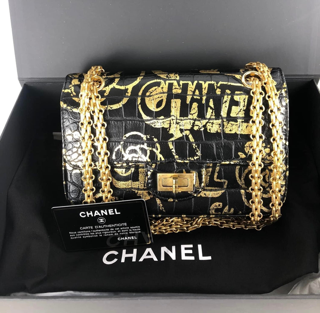 Chanel 19A rare Egyptian mini reissue, gold hdw