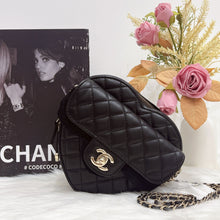 Load image into Gallery viewer, Chanel 22s CC in love lambskin large black heart bag, light gold hdw
