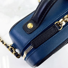 Load image into Gallery viewer, Chanel small blue filigree vanity, gold hdw

