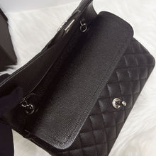 Load image into Gallery viewer, Chanel black caviar medium classic flap, silver hdw, 30 series
