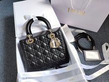 Load image into Gallery viewer, Lady Dior black medium with gold hdw
