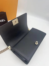 Load image into Gallery viewer, Chanel black old medium calfskin chevron boy, gold hdw
