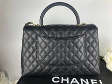 Load image into Gallery viewer, Chanel large black caviar coco handle, light gold hardware
