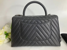 Load image into Gallery viewer, Chanel Large grey caviar coco handle, silver hdw
