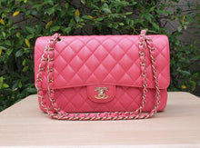 Load image into Gallery viewer, Chanel Dark pink raspberry medium caviar, 23 series, rare edge stitched with gold hdw
