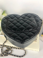 Load image into Gallery viewer, Chanel black 22s large cc in love heart bag, gold hdw
