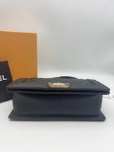 Load image into Gallery viewer, Chanel black old medium calfskin chevron boy, gold hdw
