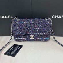 Load image into Gallery viewer, Chanel blue/purple mini tweed, silver hdw
