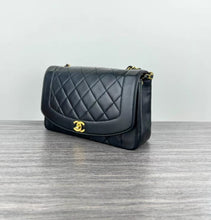 Load image into Gallery viewer, Chanel black medium lambskin Diana bag, 24k gold hdw
