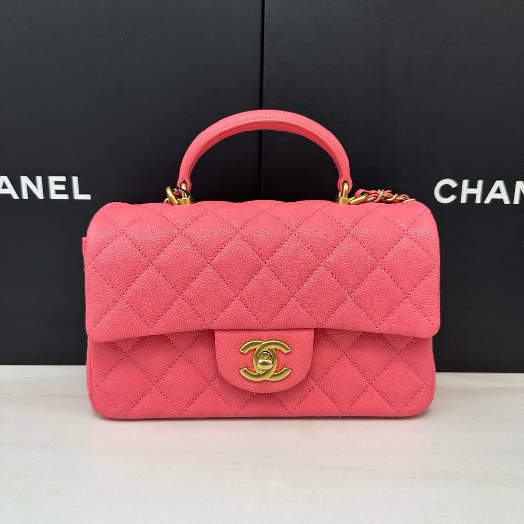Chanel pink mini caviar with top handle