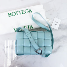 Load image into Gallery viewer, Bottega Veneta baby blue padded cassette bag with silver hdw
