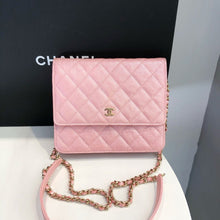 Load image into Gallery viewer, Chanel square pearl pink caviar woc (wallet on chain) gold hdw
