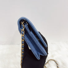 Load image into Gallery viewer, Chanel pearl crush woc denim 22c with box, dust bag, chip
