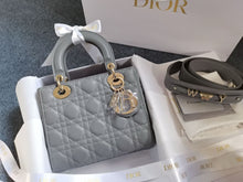 Load image into Gallery viewer, Lady Dior small grey lambskin, with gold hdw
