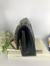 Load image into Gallery viewer, Chanel black medium lambskin classic, with gold hdw
