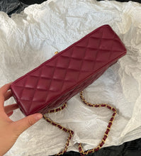 Load image into Gallery viewer, Chanel burgundy red mini 20cm with top handle, gold hdw.
