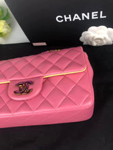 Load image into Gallery viewer, Chanel pink mini rectangular with yellow interior, rainbow hdw
