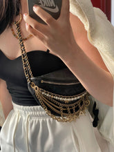 Load image into Gallery viewer, Chanel 19A black “all about chains” ancient Egypt collection. pearl bumbag
