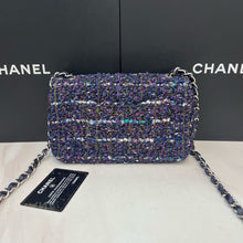 Load image into Gallery viewer, Chanel blue/purple mini tweed, silver hdw
