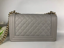 Load image into Gallery viewer, Chanel 2022 grey caviar old medium boy bag, light gold hdw
