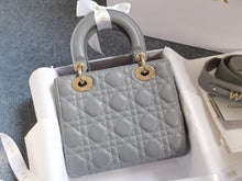 Load image into Gallery viewer, Lady Dior small grey lambskin, with gold hdw
