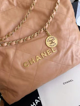 Load image into Gallery viewer, Chanel 22 medium, caramel beige, gold hdw
