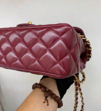 Load image into Gallery viewer, Chanel burgundy red mini 20cm with top handle, gold hdw
