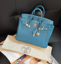 Load image into Gallery viewer, Hermes Birkin 25 blue with silver hdw
