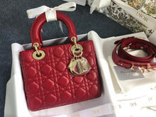 Load image into Gallery viewer, Lady Dior small red Cannage lambskin, with gold hdw
