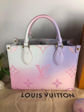 Load image into Gallery viewer, Louis Vuitton On-The-Go sunrise pastel PM with strap, pouch
