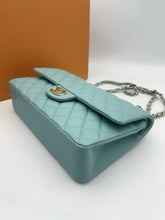 Load image into Gallery viewer, Chanel Tiffany blue medium caviar classic flap, light gold hdw

