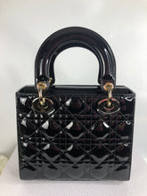 Load image into Gallery viewer, Lady Dior small black patent leather with gold hdw
