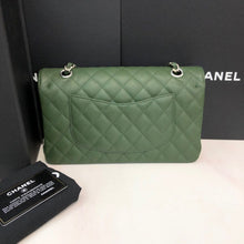 Load image into Gallery viewer, Chanel 25 series green medium caviar, silver hdw
