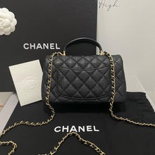 Load image into Gallery viewer, Chanel black caviar mini top handle, gold hdw
