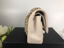 Load image into Gallery viewer, Chanel 18b ivory chevron caviar medium classic with light gold hdw
