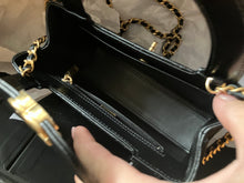Load image into Gallery viewer, Chanel black Kelly shopper nano (larger size) in shiny crinkled calfskin, gold hdw
