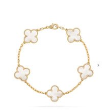 Load image into Gallery viewer, Van Cleef &amp; Arpels (VCA) vintage Alhambra bracelet, 18k gold 5 mother of pearl motifs
