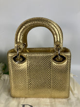 Load image into Gallery viewer, Lady Dior gold snakeskin mini, gold hdw
