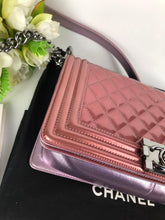 Load image into Gallery viewer, Chanel old medium pink patent boy bag, ruthenium hdw
