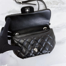 Load image into Gallery viewer, Chanel black lambskin uniform bumbag, silver hdw
