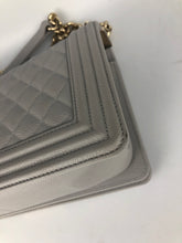 Load image into Gallery viewer, Chanel 2022 grey caviar old medium boy bag, light gold hdw
