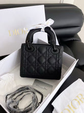 Load image into Gallery viewer, Lady Dior mini black ultramatte, so black hdw
