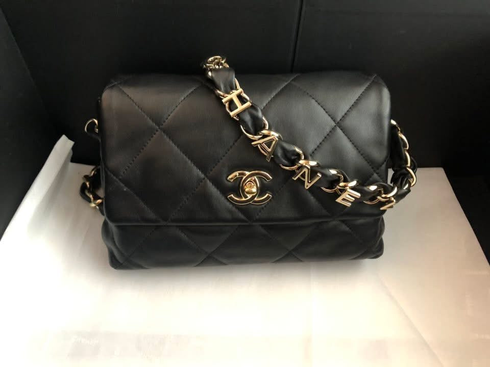 Chanel lambskin shoulder woven logo flap, 2021 cruise collection